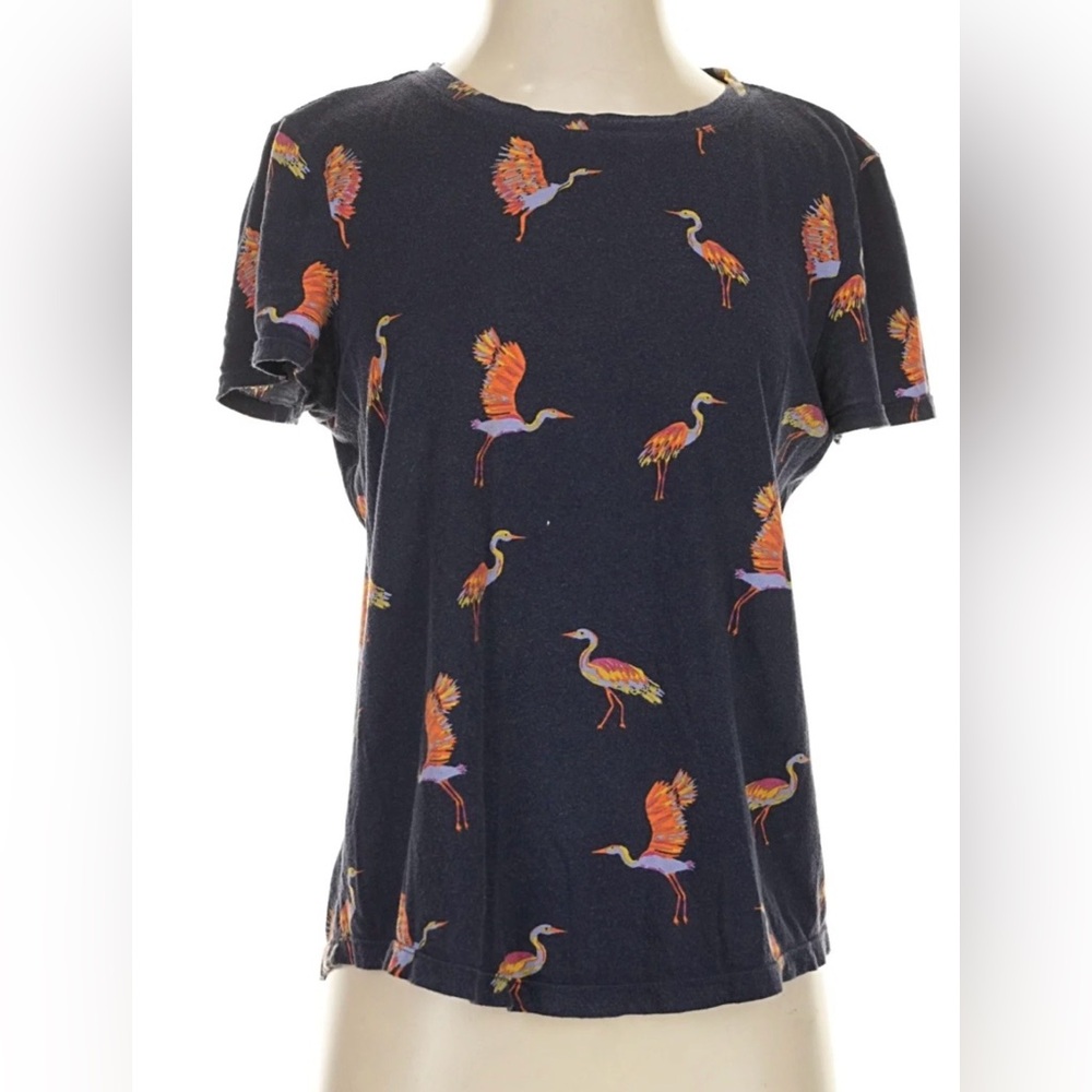 by Anthropologie Navy Heron Print Top